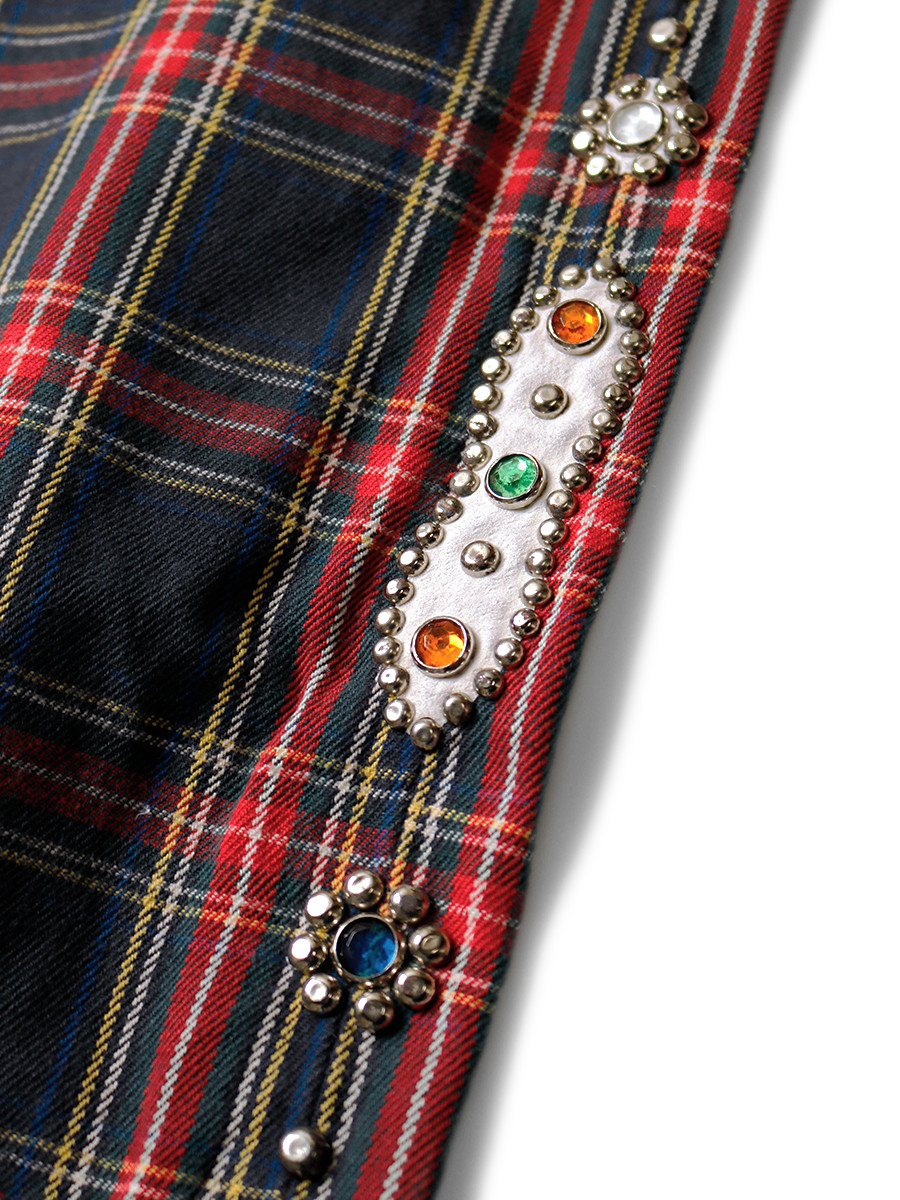 KAPITAL 11oz Monkey Cisco タータン チェック スタッズ KAPITAL Pants 11Oz Tartan Check 5P Monkey CISCO (Studs Remake)