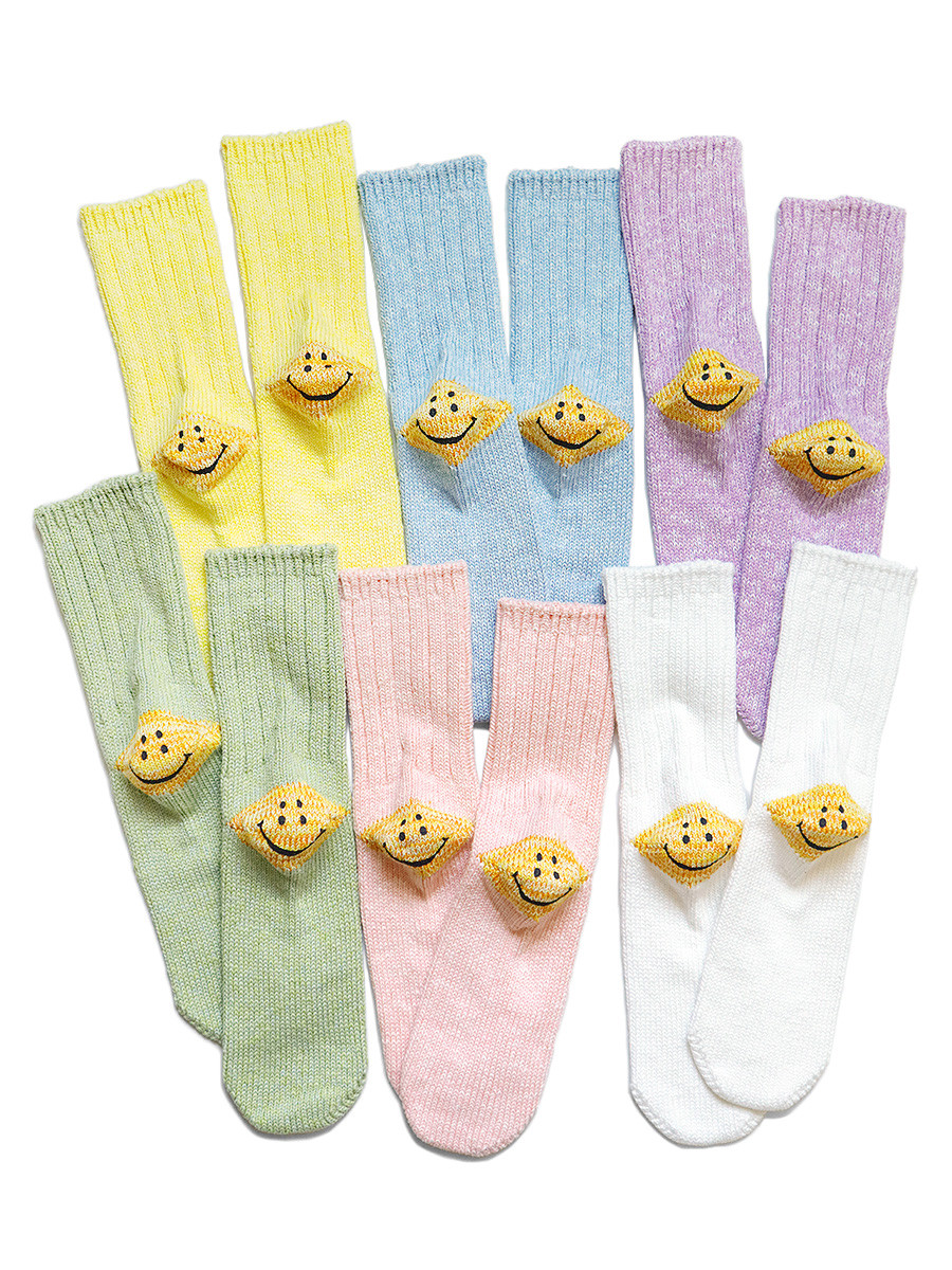 3足KAPITAL新品56NMA-1RAINBOWY HAPPYHEELソックス KAPITAL Socks 56 3 × 1 Rib RAINBOWY HAPPY HEEL Socks