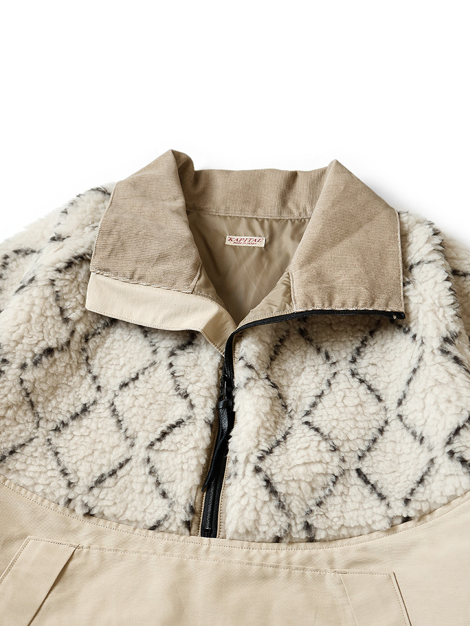 KAPITAL Jacket 60/40 Cross x Dogi Sashiko Fleece Hutte Anorak