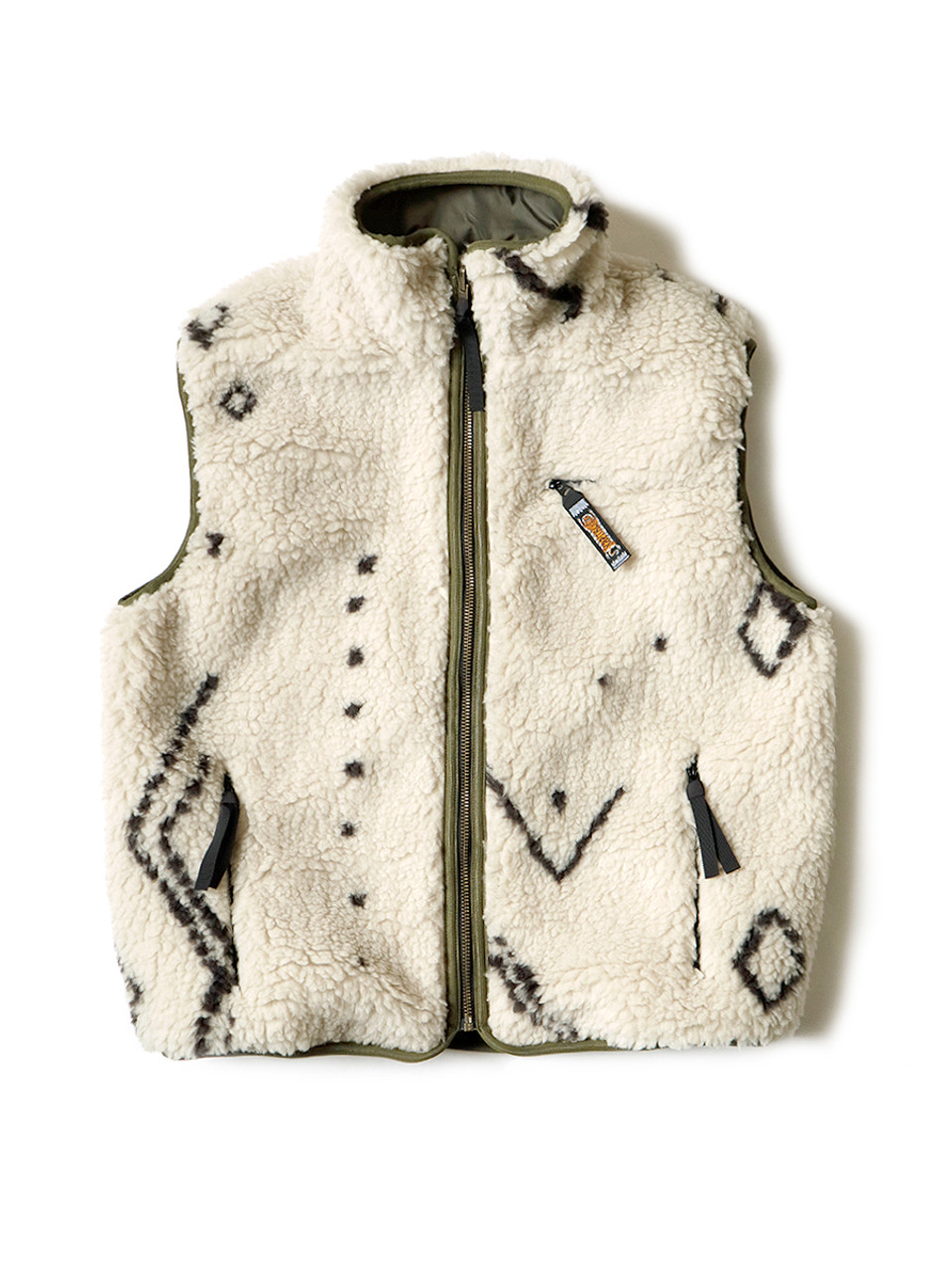 Sillage boa quilt vest camel reversible - トップス