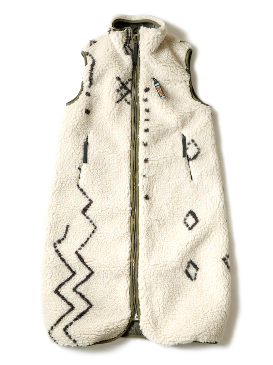 KAPITAL Vest Beniwaren Pattern Boa Fleece Reversible Long Vest