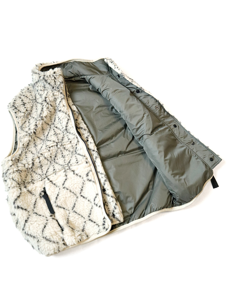 KAPITAL Vest Dogi Sashiko Boa Fleece Reversible Vest