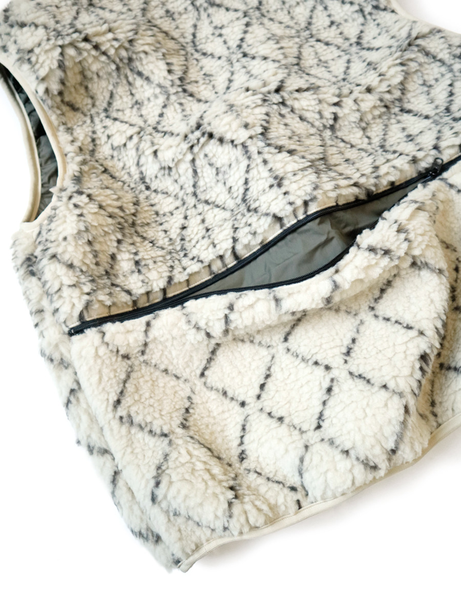 KAPITAL Vest Dogi Sashiko Boa Fleece Reversible Vest