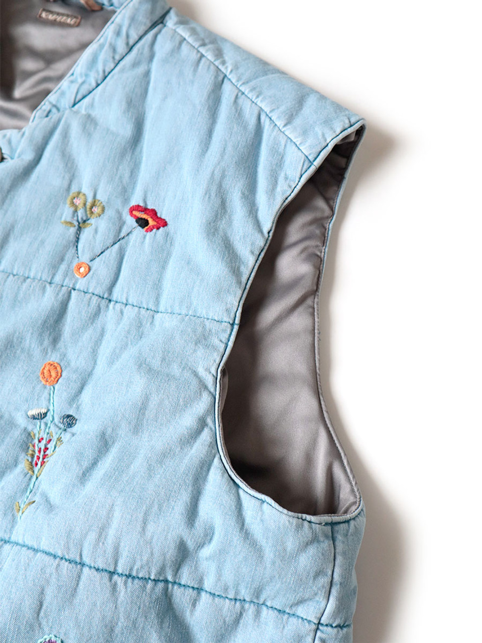 希少 KAPITAL 6oz Denim Quilt SAMU Vest Kapital 6oz Denim Quilt SAMU Vest (Cat Embroidery) - Pro