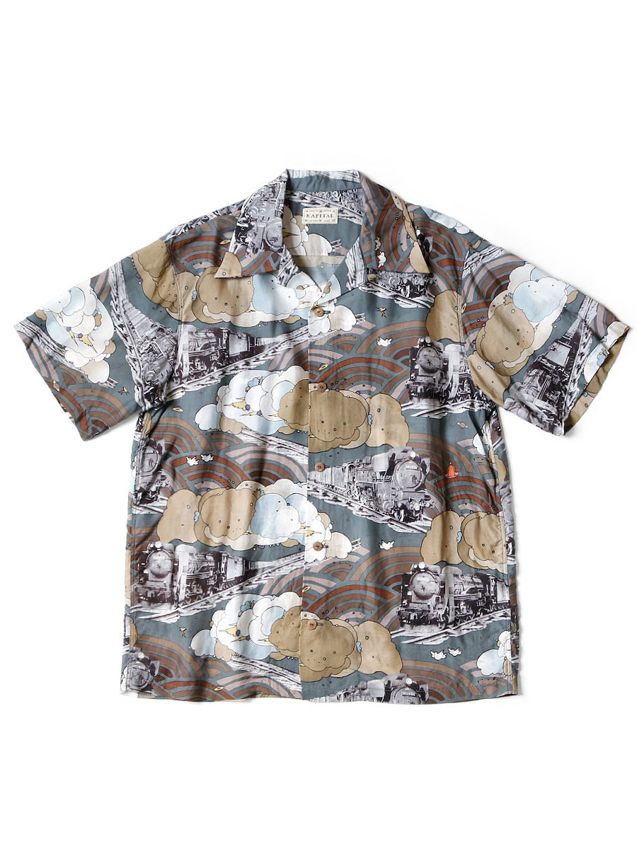 KAPITAL Shirt (Short Sleeve) Silk Rayon Ciberin Pick Train pt