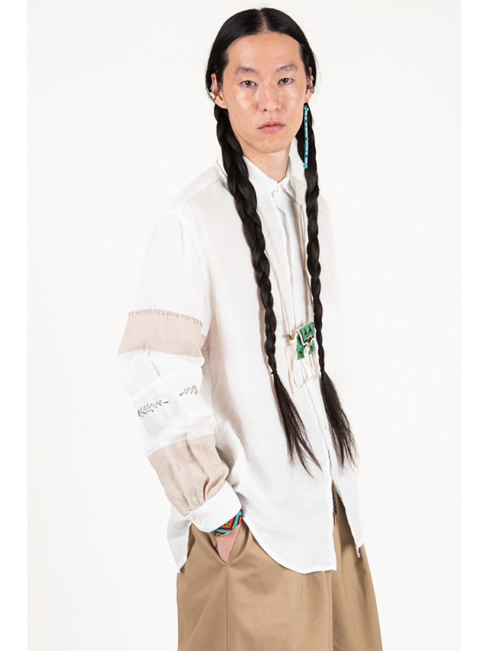 トップス deformation linen shirt Graphpaper Linen L/S Oversized Band Collar Shirt – Chum