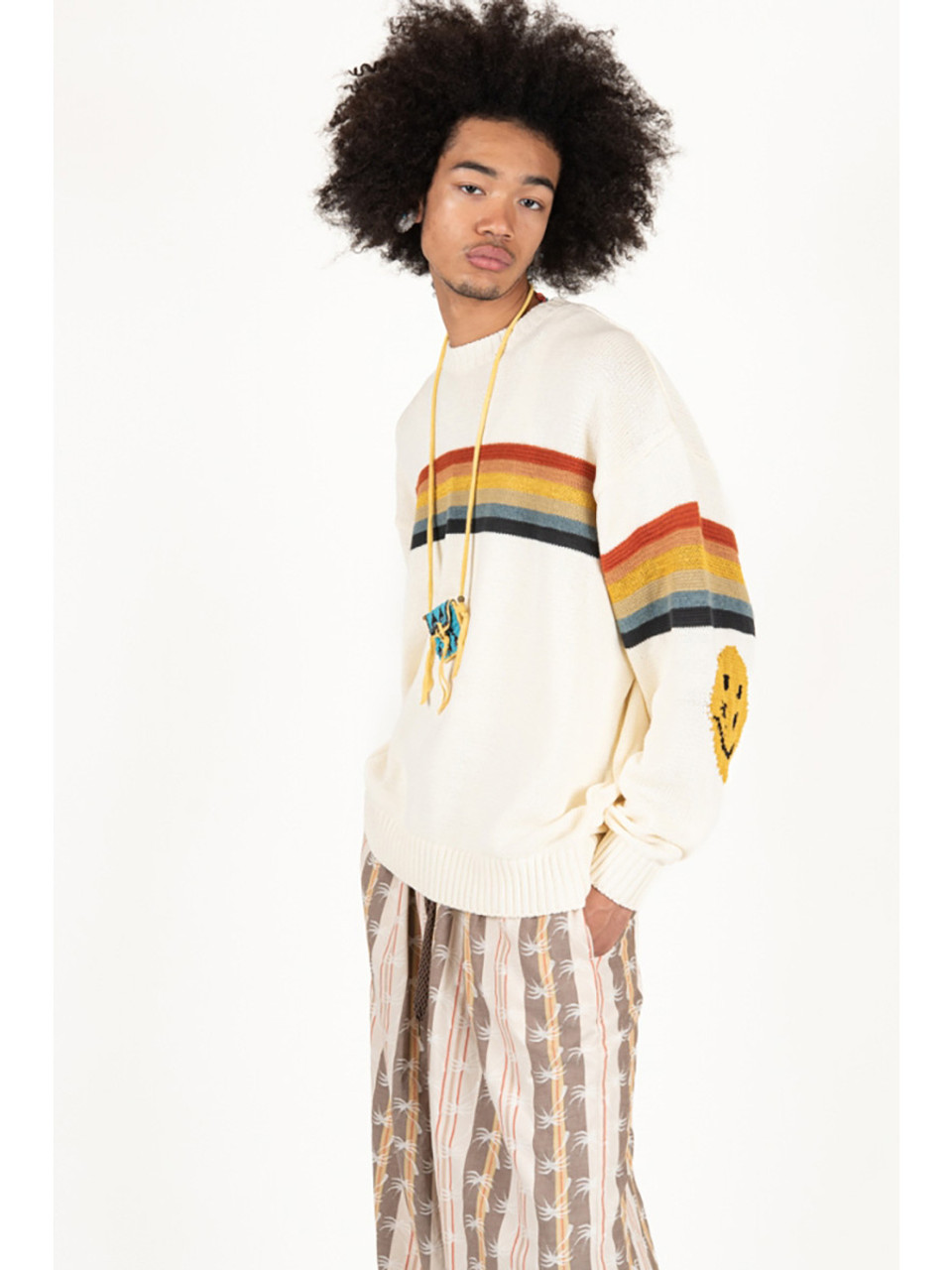 KAPITAL Knit Sweater 5G Cotton Knit RAINBOW & amp; RAINBOWY Crew