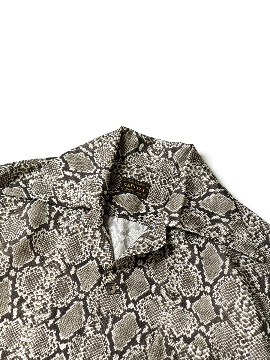 KAPITAL Shirt (Short Sleeve) Silk Rayon Snake Pattern Rangle Color