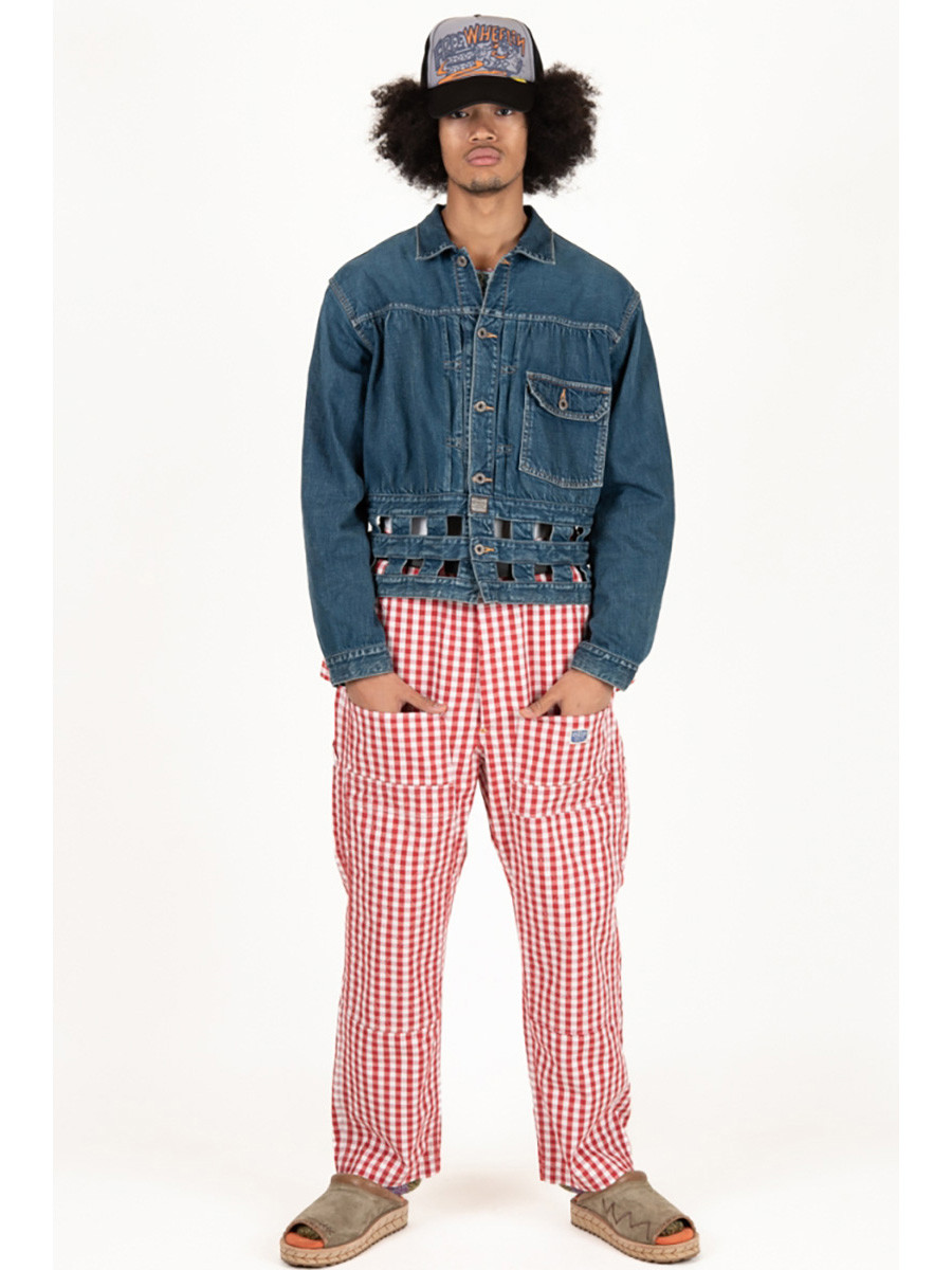 KAPITAL Pants Canvas Gingham Check Lumbar Pants