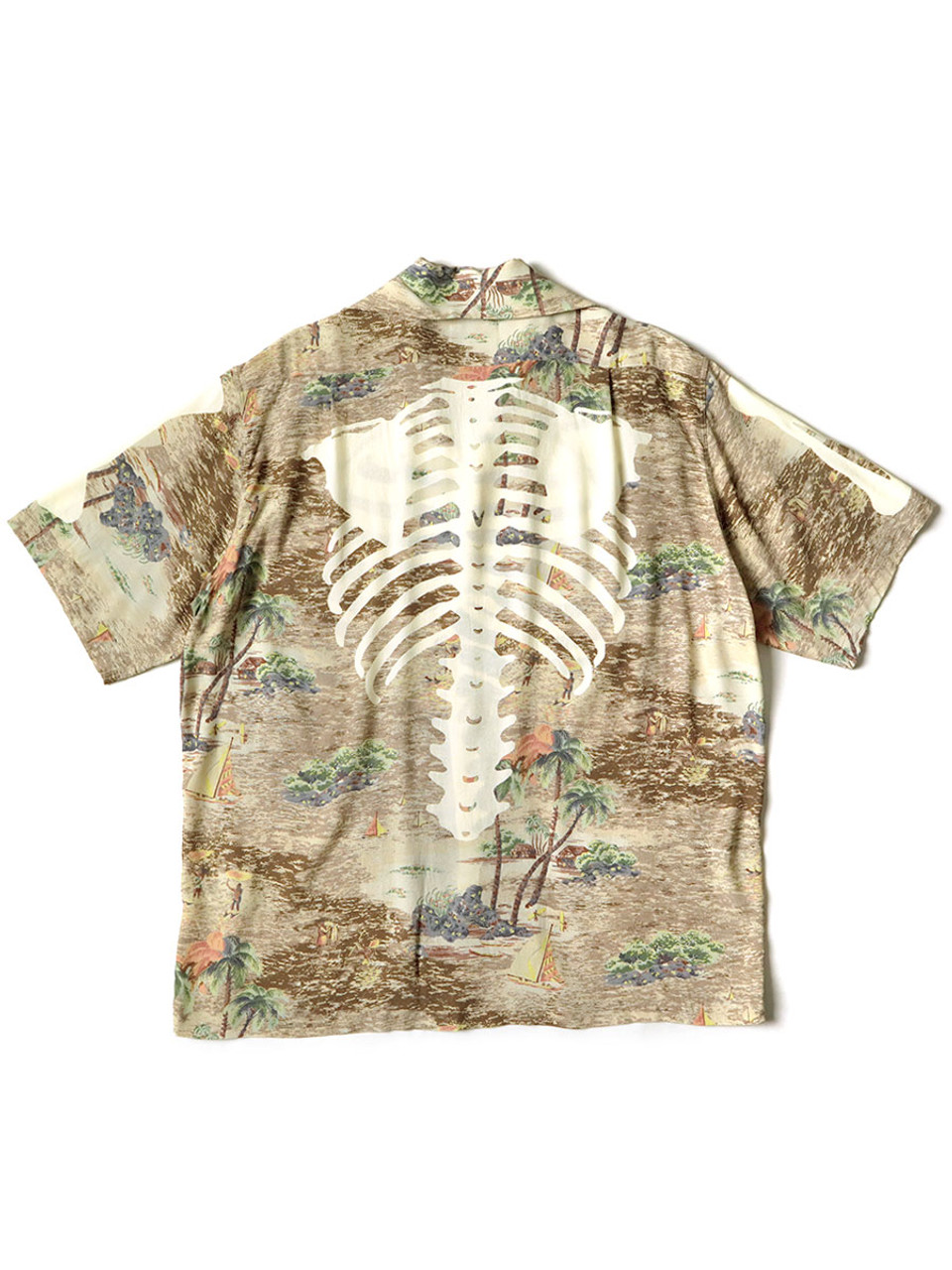 KAPITAL Shirt (Short Sleeve) Rayon Kamehameha BONE pt Rangle