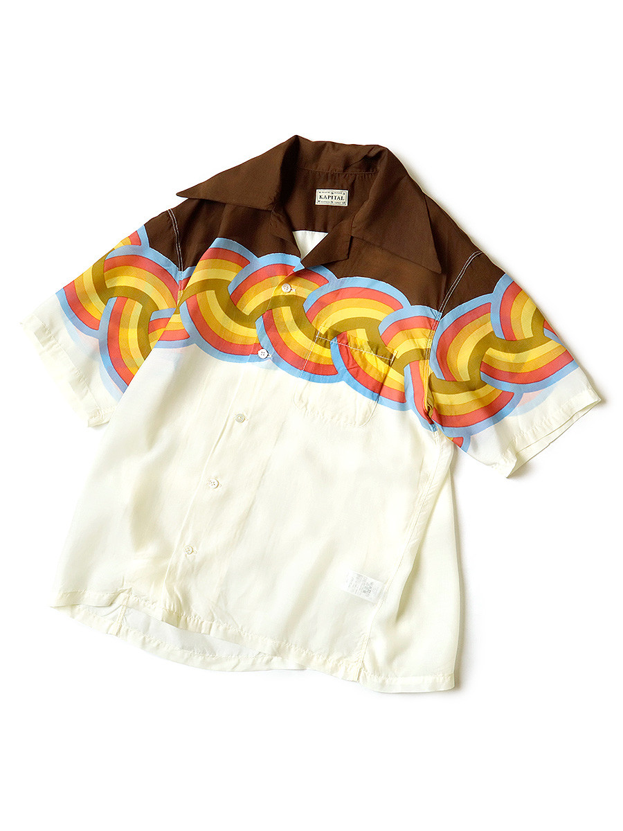 KAPITAL Shirt (Short Sleeve) Silk Rayon Rainbow pt Rangle Color
