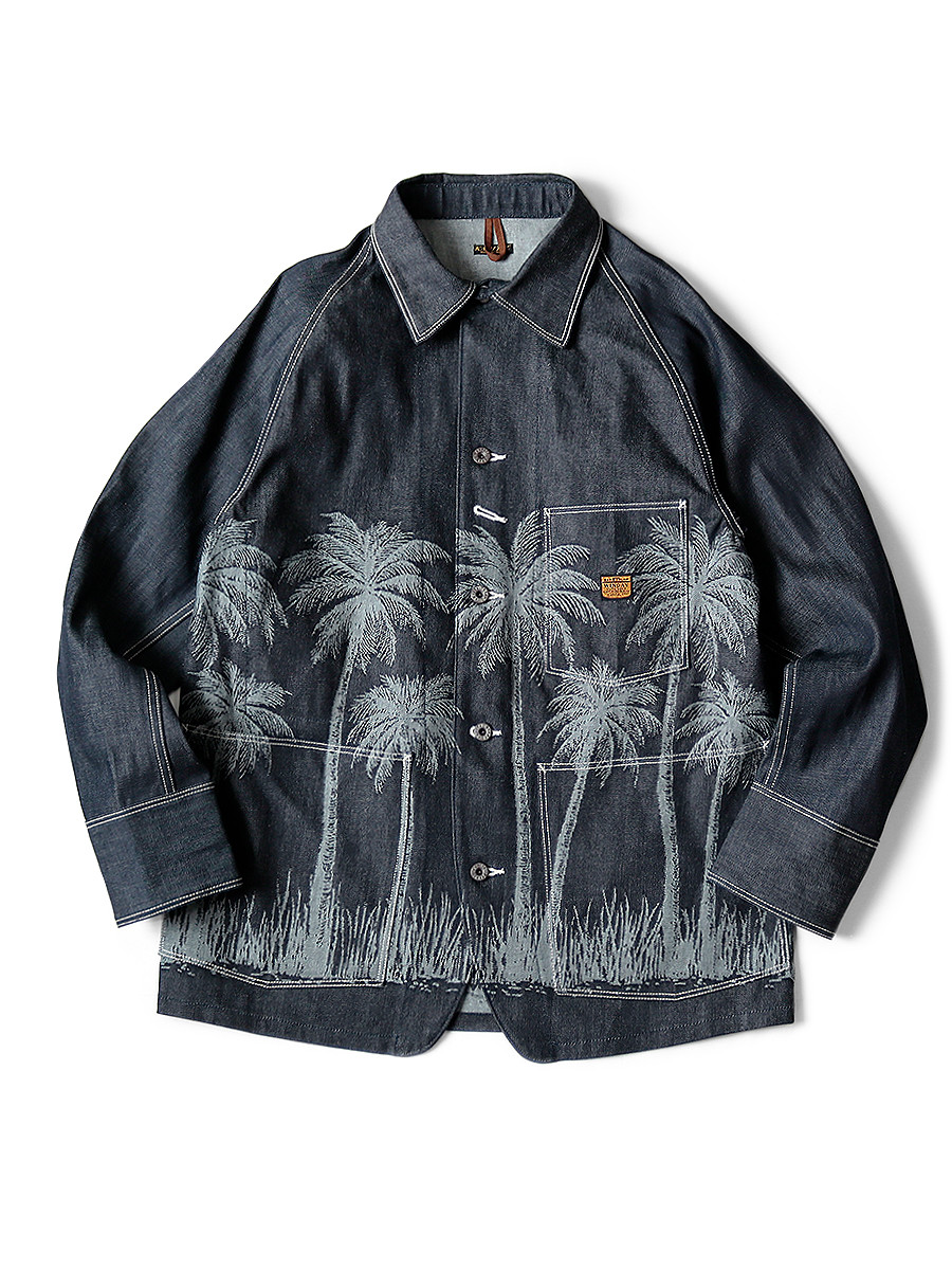 KAPITAL Jacket 12Oz Palm Tree Jacquard Denim CACTUS Coverall