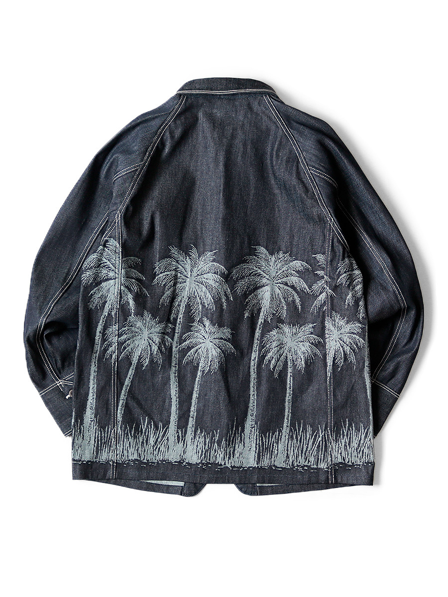 KAPITAL Jacket 12Oz Palm Tree Jacquard Denim CACTUS Coverall