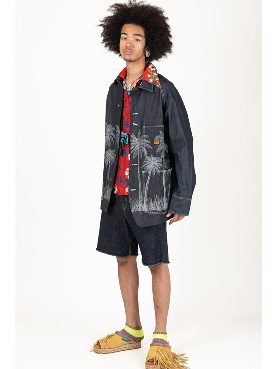 KAPITAL Jacket 12Oz Palm Tree Jacquard Denim CACTUS Coverall