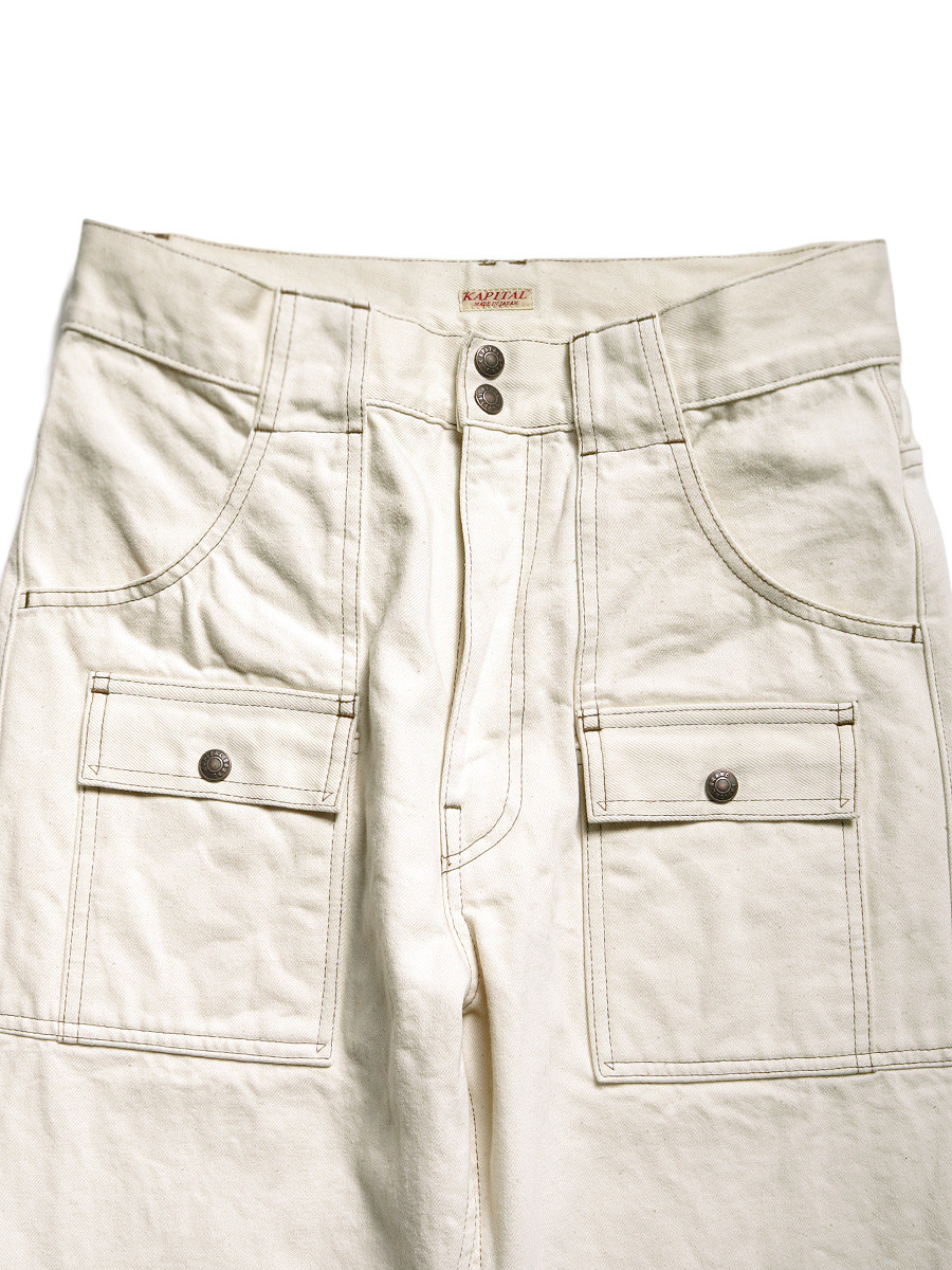 KAPITAL Pants 14Oz White Denim Bush Flared Pants