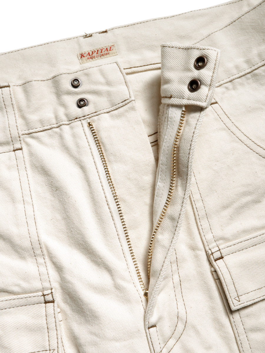 KAPITAL Pants 14Oz White Denim Bush Flared Pants