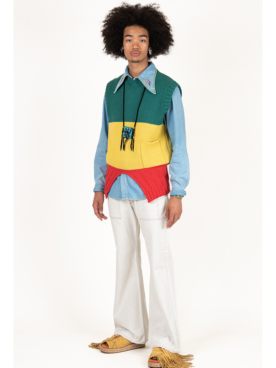 KAPITAL Pants 14Oz White Denim Bush Flared Pants