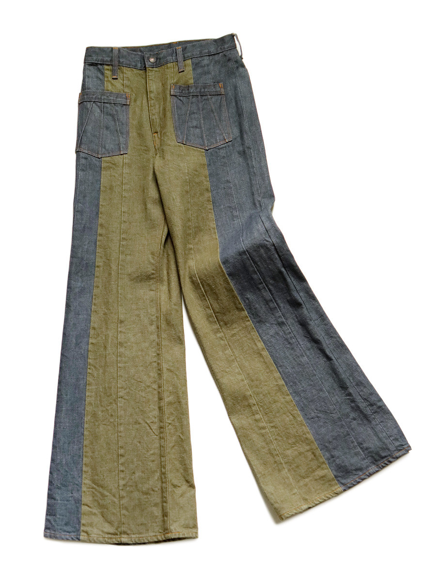 【超希少】KAPITAL 2TONE Gypsy Buggy Pants KAPITAL Pants 14Oz Color Denim 2TONE Gypsy Buggy Pants (HIGH)
