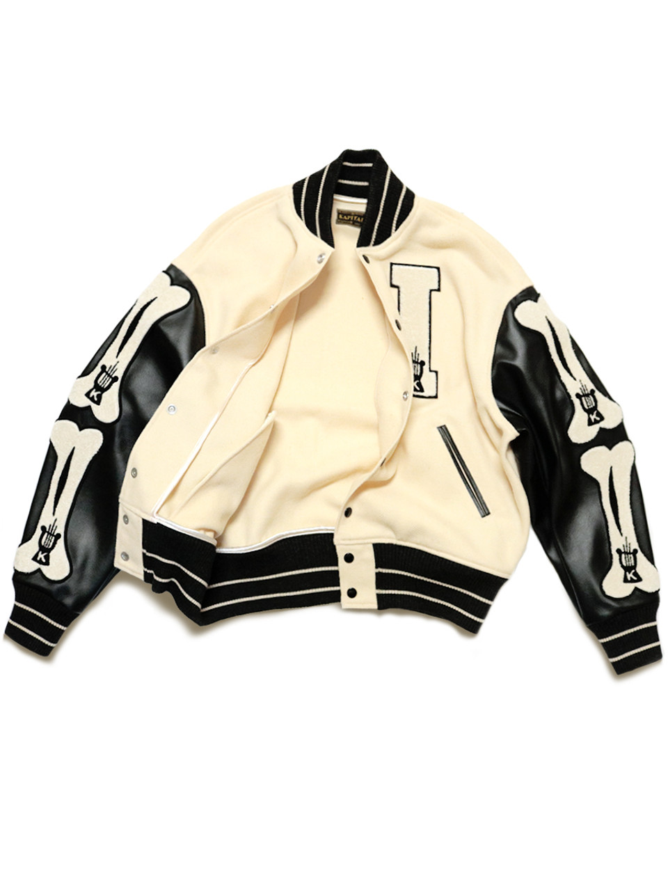 専用　KAPITAL I-Five Varsity Kapital I-Five Varsity black bomber jacket with bones