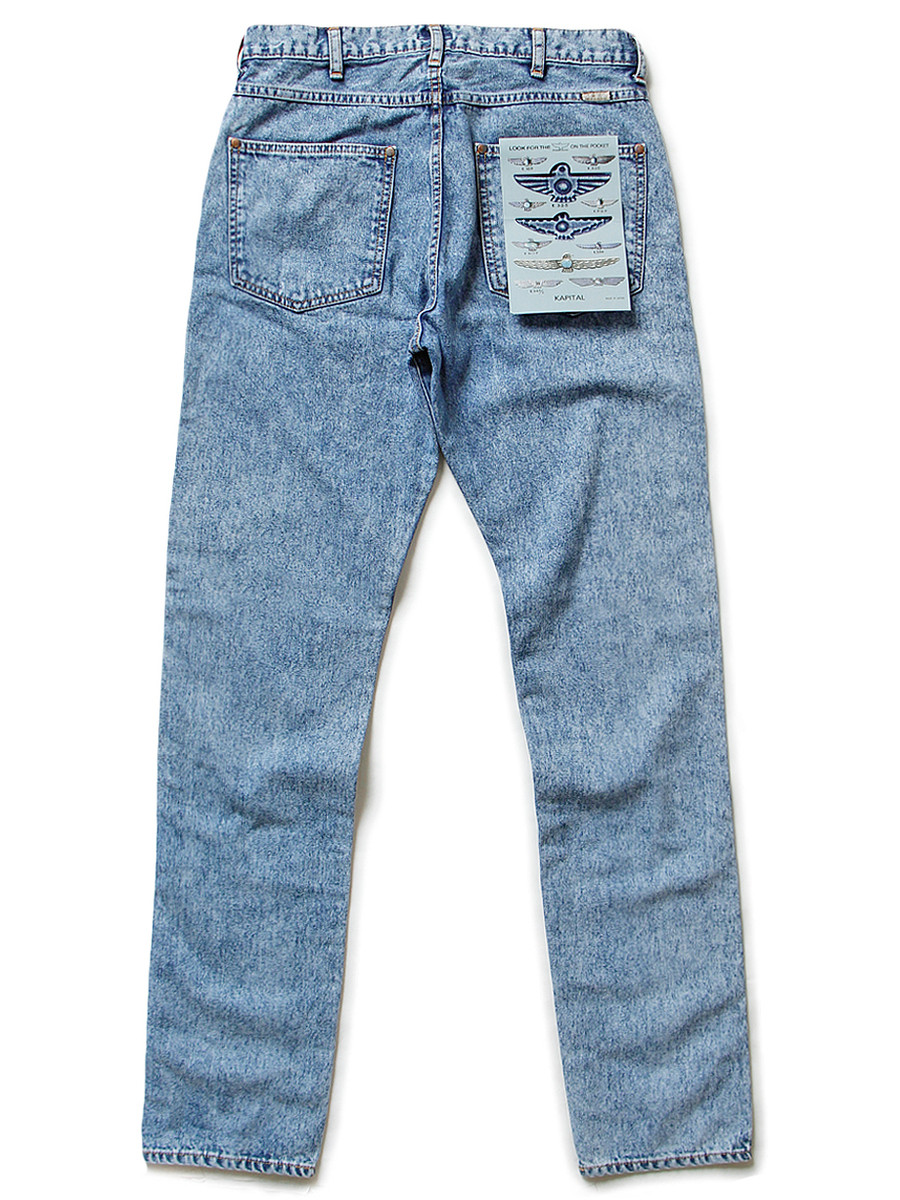 【超スペシャル】KAPITAL ★ 炭鉱デニム シンチバック 片側ポケット 38 KAPITAL Pants/Shorts 12Oz Broken Denim Herbie OKABILLY (Chemical Wash)
