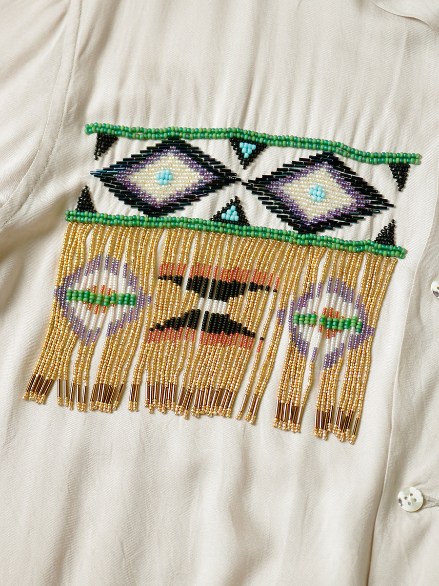 KAPITAL Shirt (Short Sleeve) Rayon Beads Fringe Rover Aloha Shirt