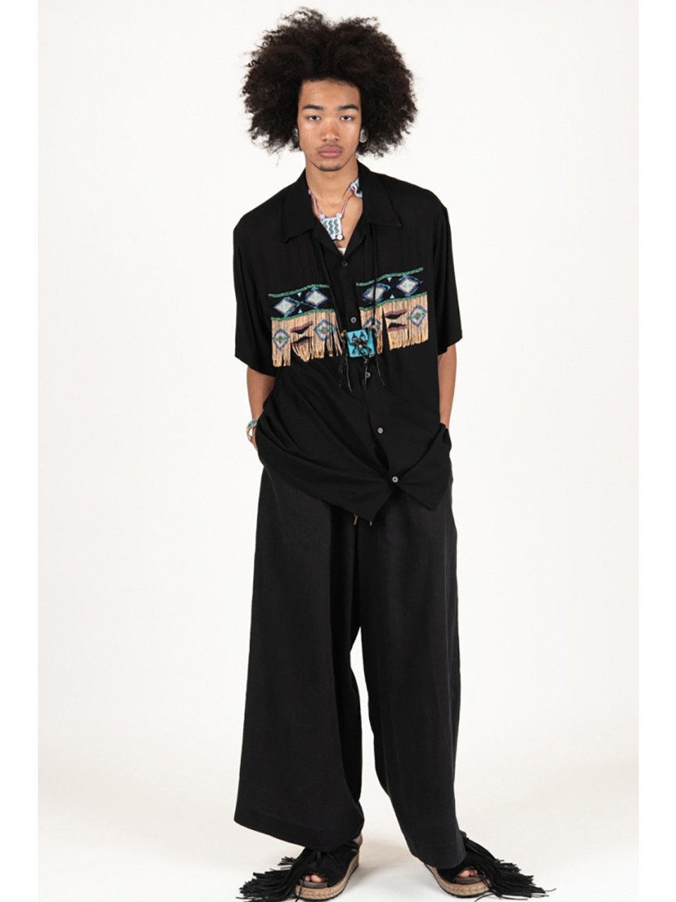 KAPITAL Shirt (Short Sleeve) Rayon Beads Fringe Rover Aloha