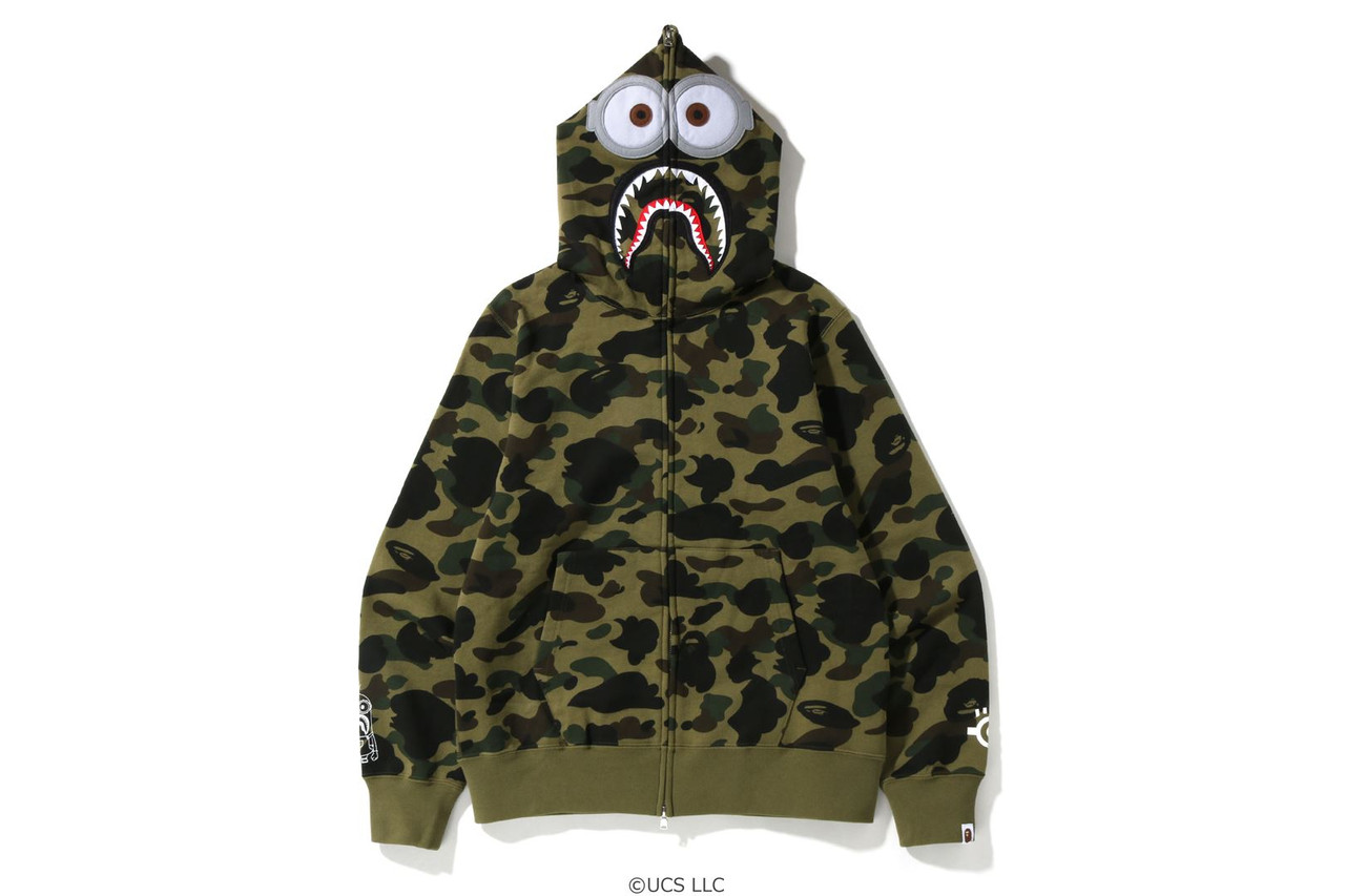 [bape x minions] 1st camo shark full zip hoodie 1i73-115-902