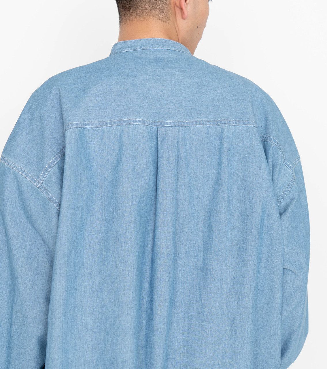 トップス nanamica band collar chambray shirt nanamica SHIRT Band Collar Chambray Shirt Online Shop to