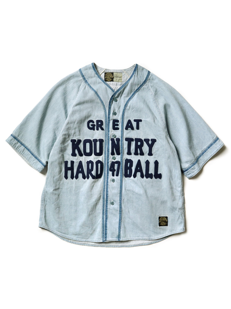 KAPITAL Shirt (Short Sleeve) 8Oz Denim GREAT KOUNTRY Baseball Shirt