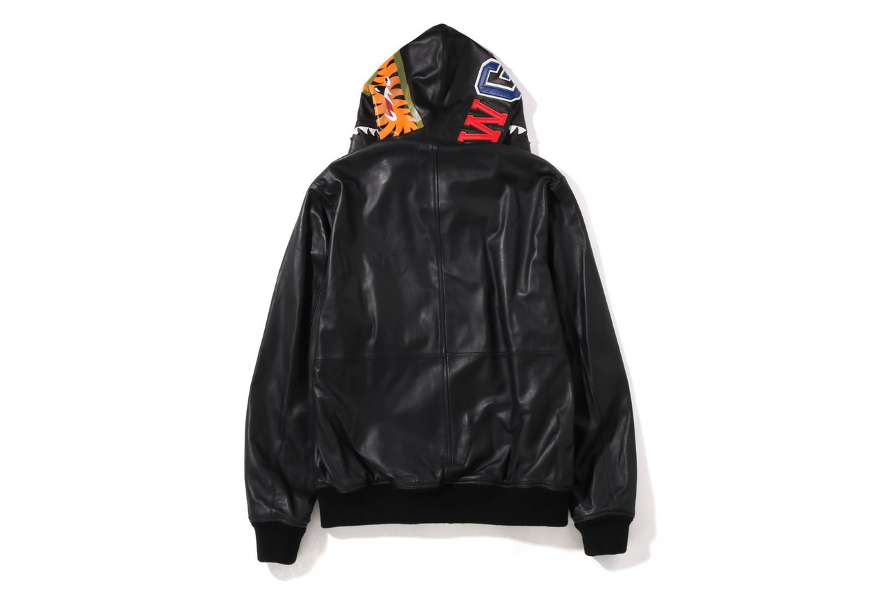 BAPE JACKET LEATHER SHARK FULL ZIP JACKET