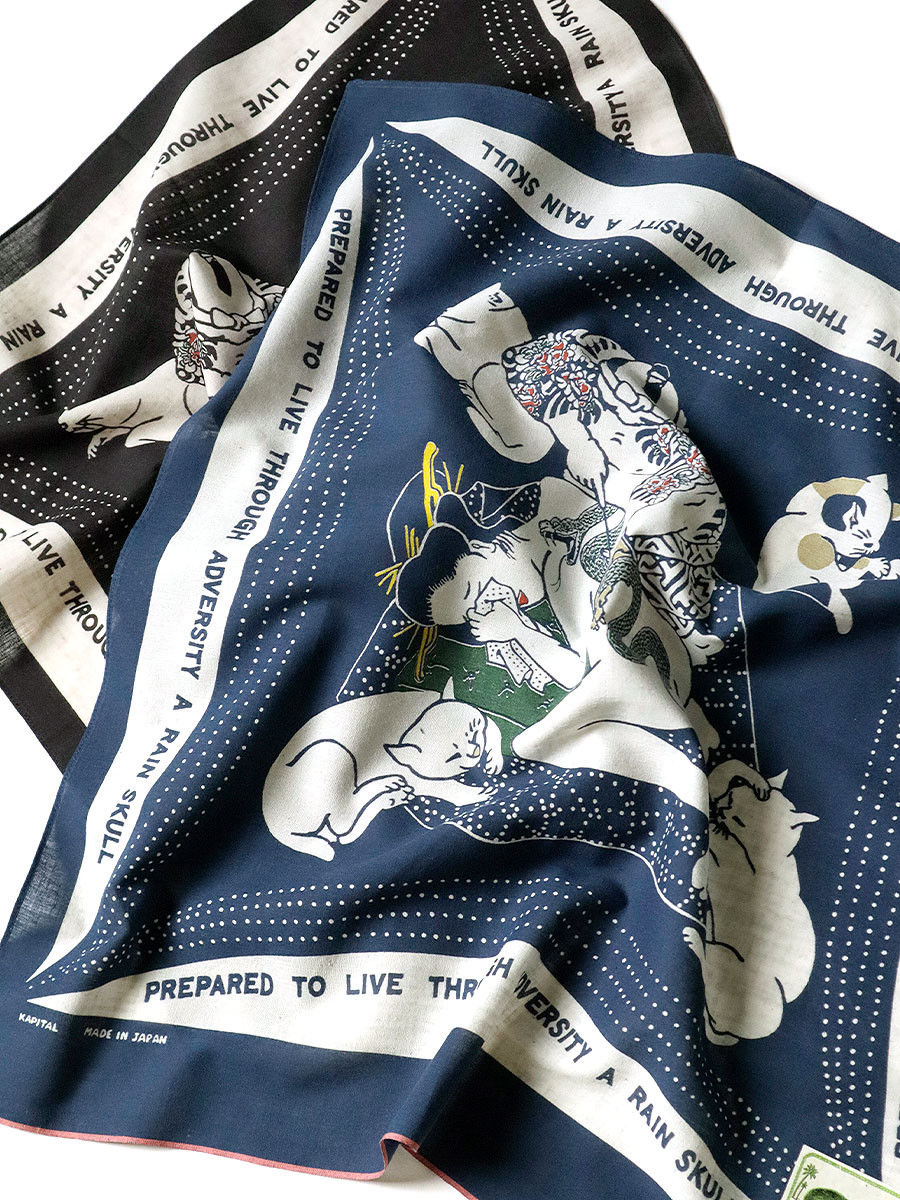 KAPITAL Bandana fastcolor Selvedge Bandana (RAIN SKULL NO WOMAN NO