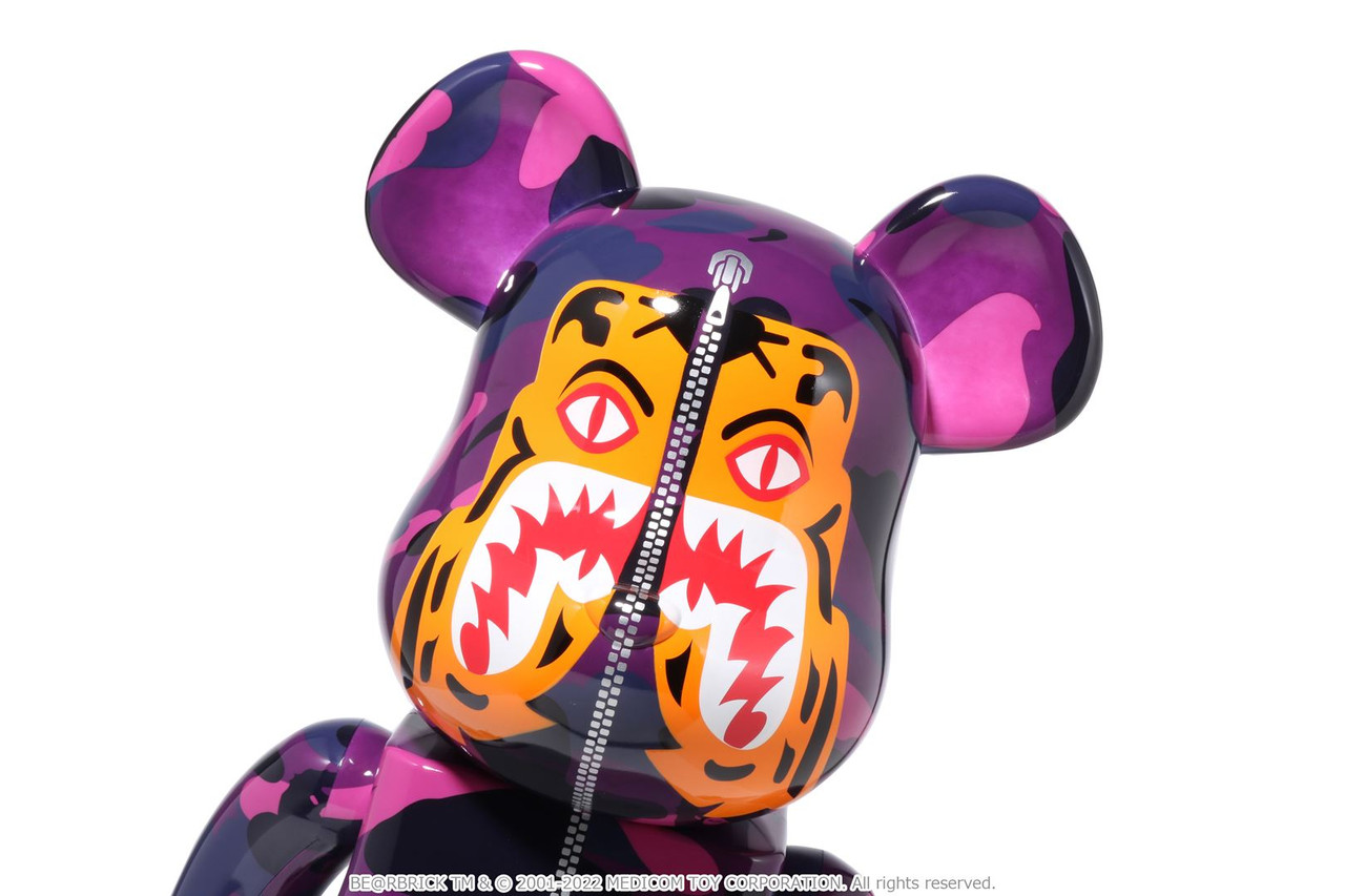 MEDICOM TOY - BE@RBRICK BAPE(R) CAMO TIGER 1000％PURPLE MEDICOM TOY BE@RBRICK BAPE CAMO TIGER RED PURPLE BLUE 100