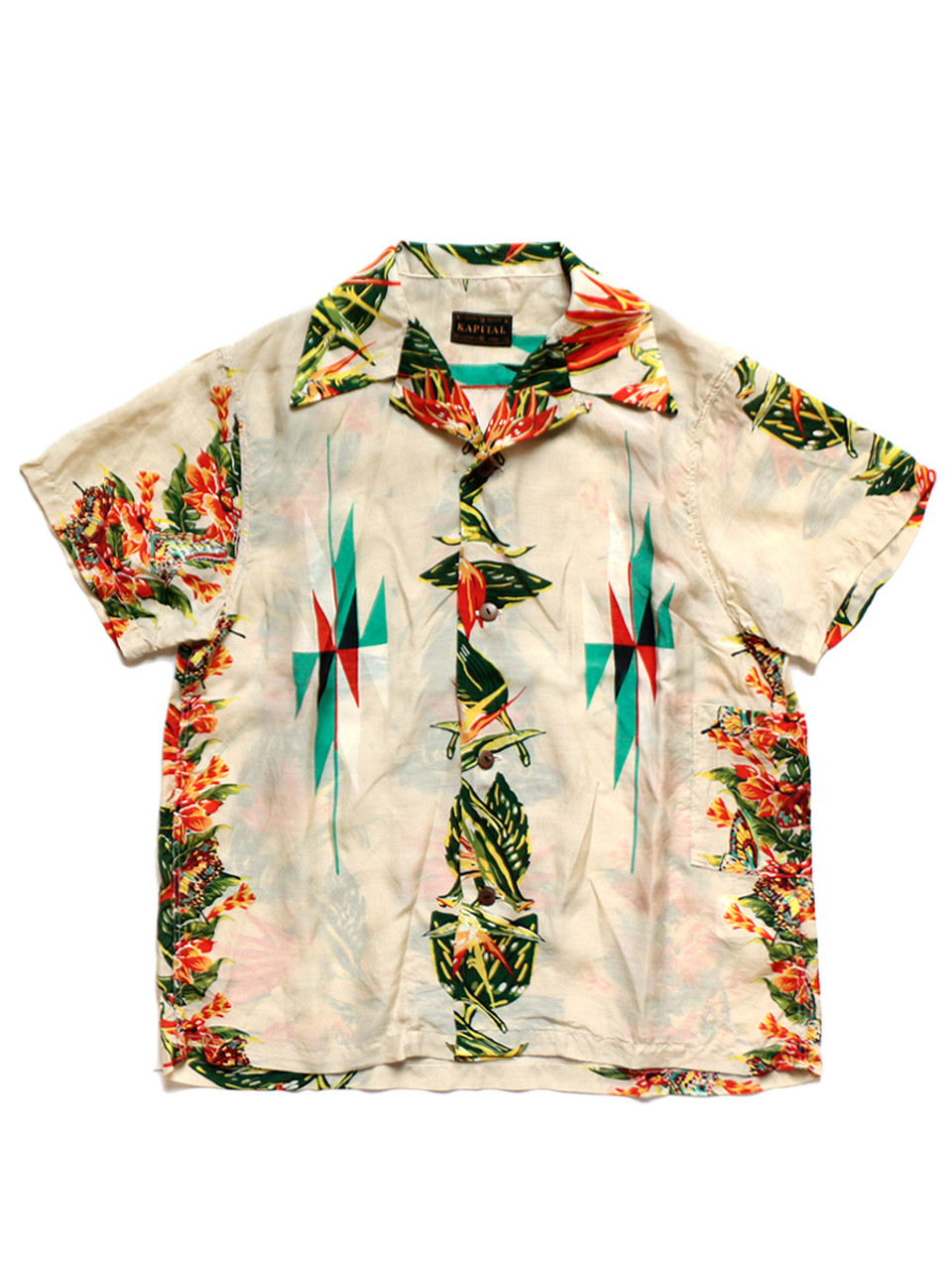 Alohaz  hibiscus hideaway orange hawaiian aloha rayon shirt