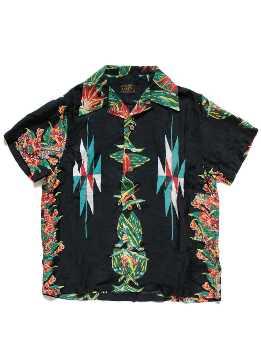 KAPITAL Shirt Silk Rayon Hibiscus Ortega pt Aloha Shirt