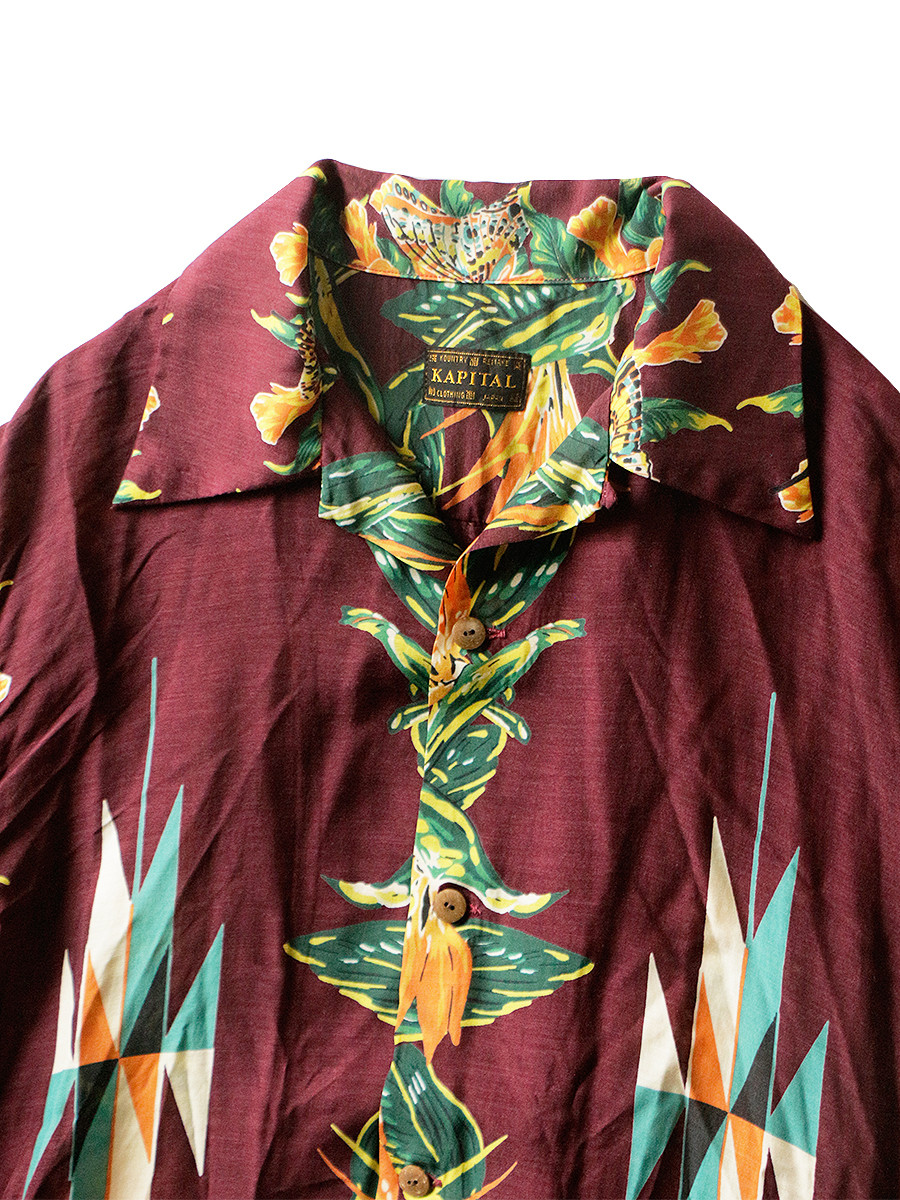 KAPITAL Shirt Silk Rayon Hibiscus Ortega pt Aloha Shirt