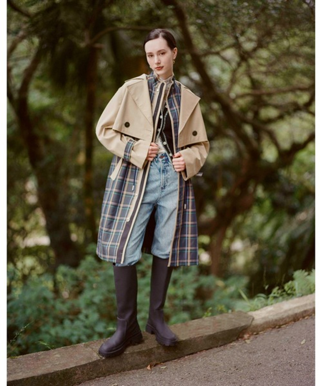 BAPY BAPY /layered Check Trench Coat