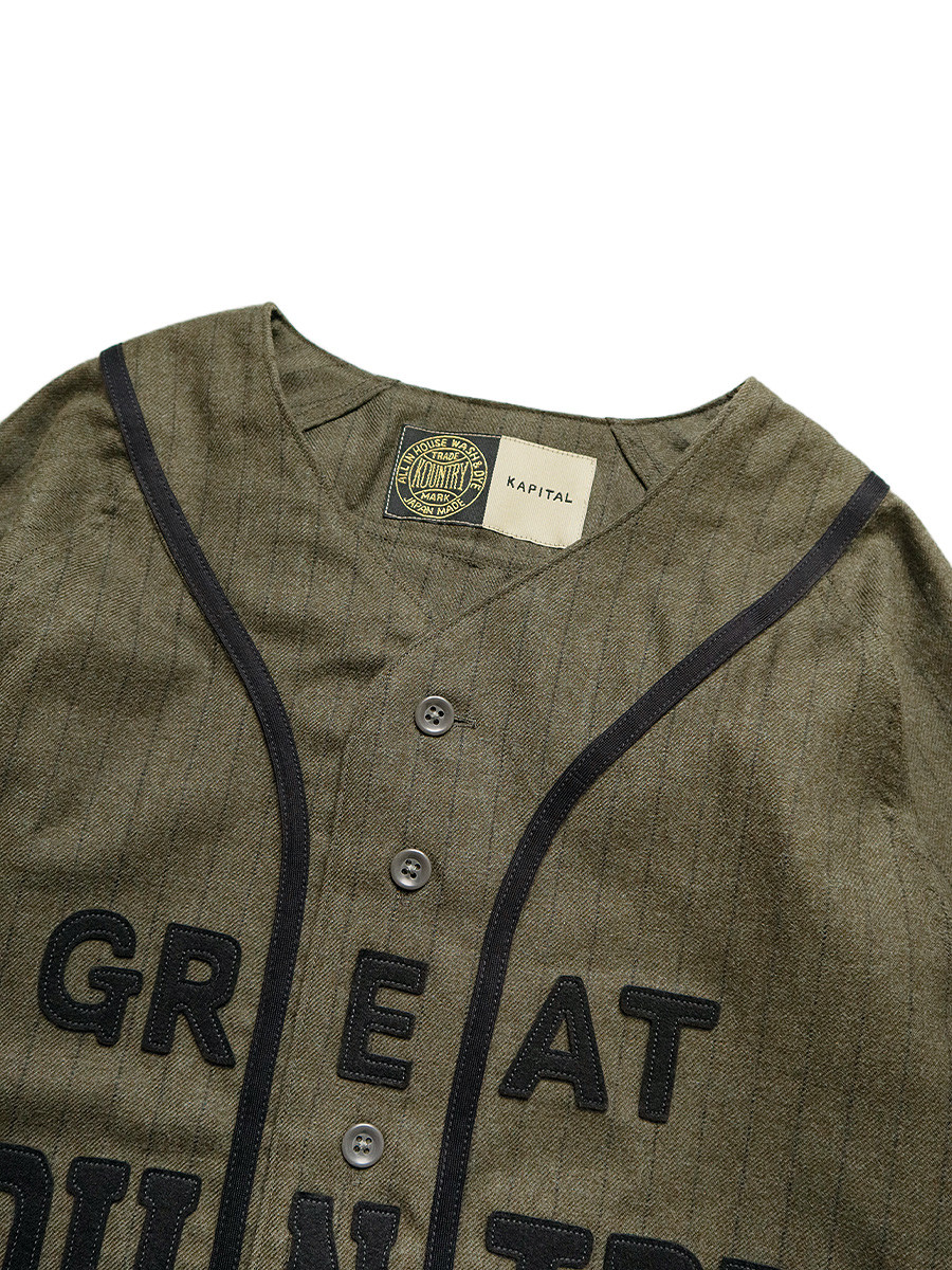 KAPITAL Shirt (Long Sleeve) Wool Stripe GREAT KOUNTRY Baseball