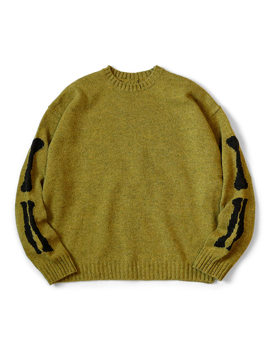 KAPITAL Knit Sweater 5G Wool BONE Crew Sweater