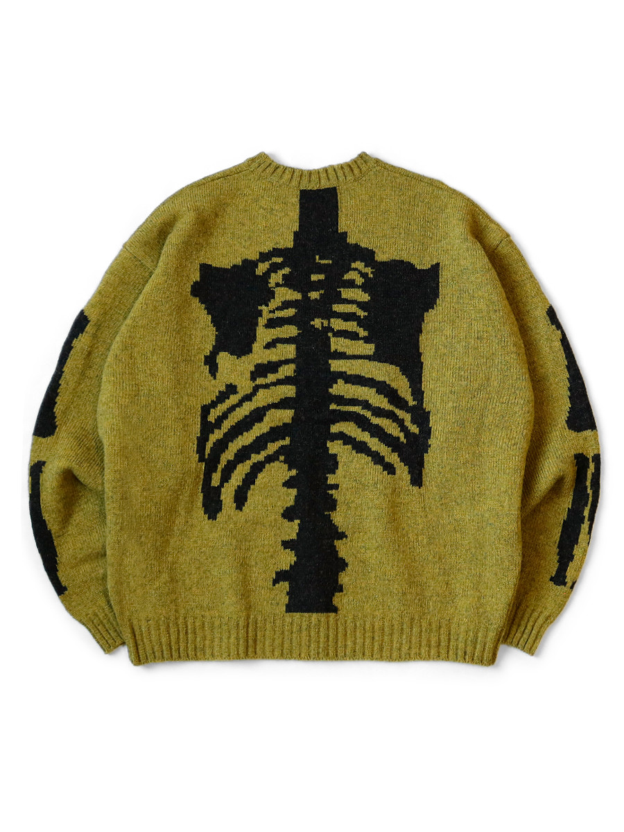 KAPITAL Knit Sweater 5G Wool BONE Crew Sweater