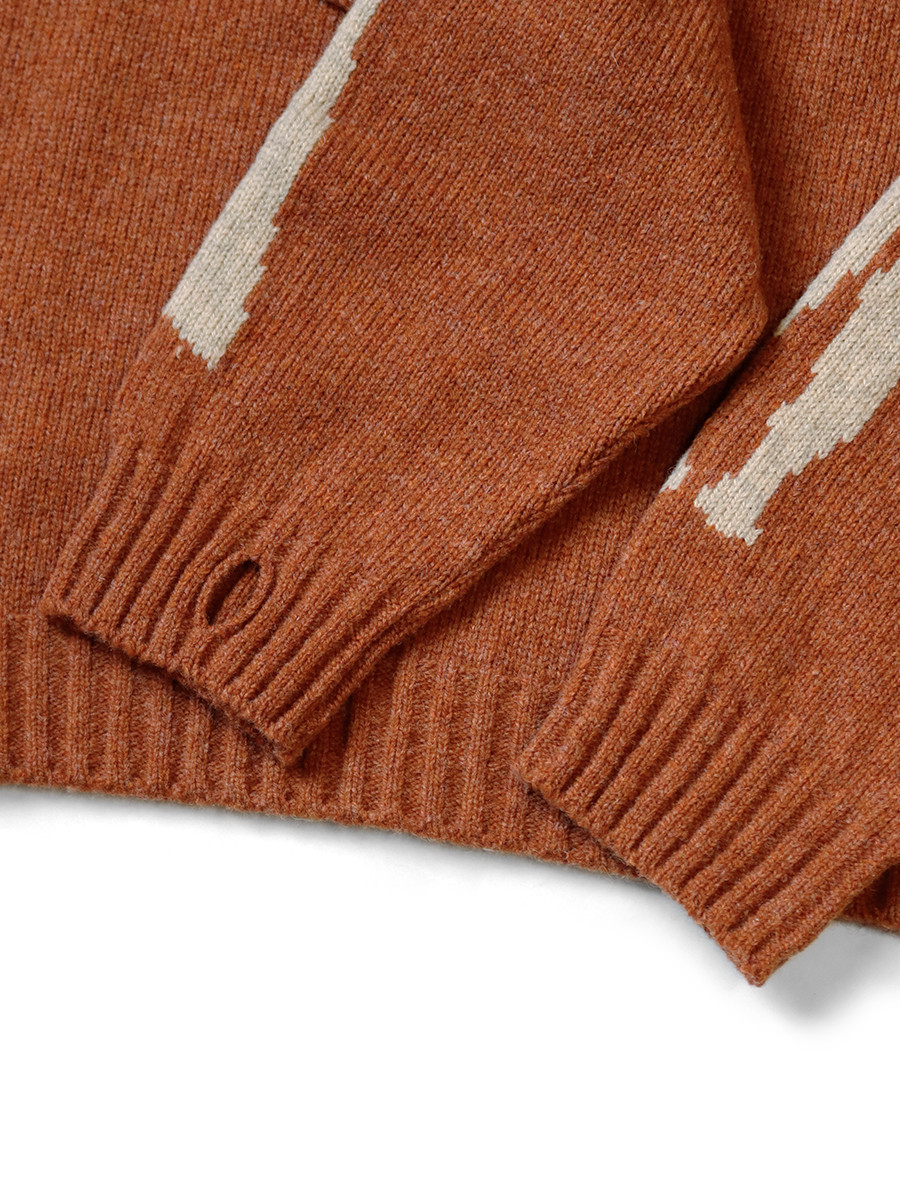 KAPITAL Knit Sweater 5G Wool BONE Crew Sweater