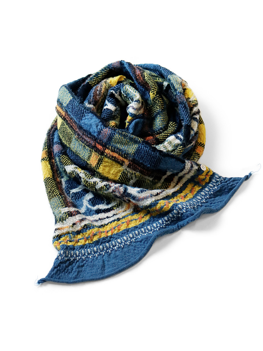 KAPITAL Scarves Filted Wool Tartan Ainu HAPPY Muffler