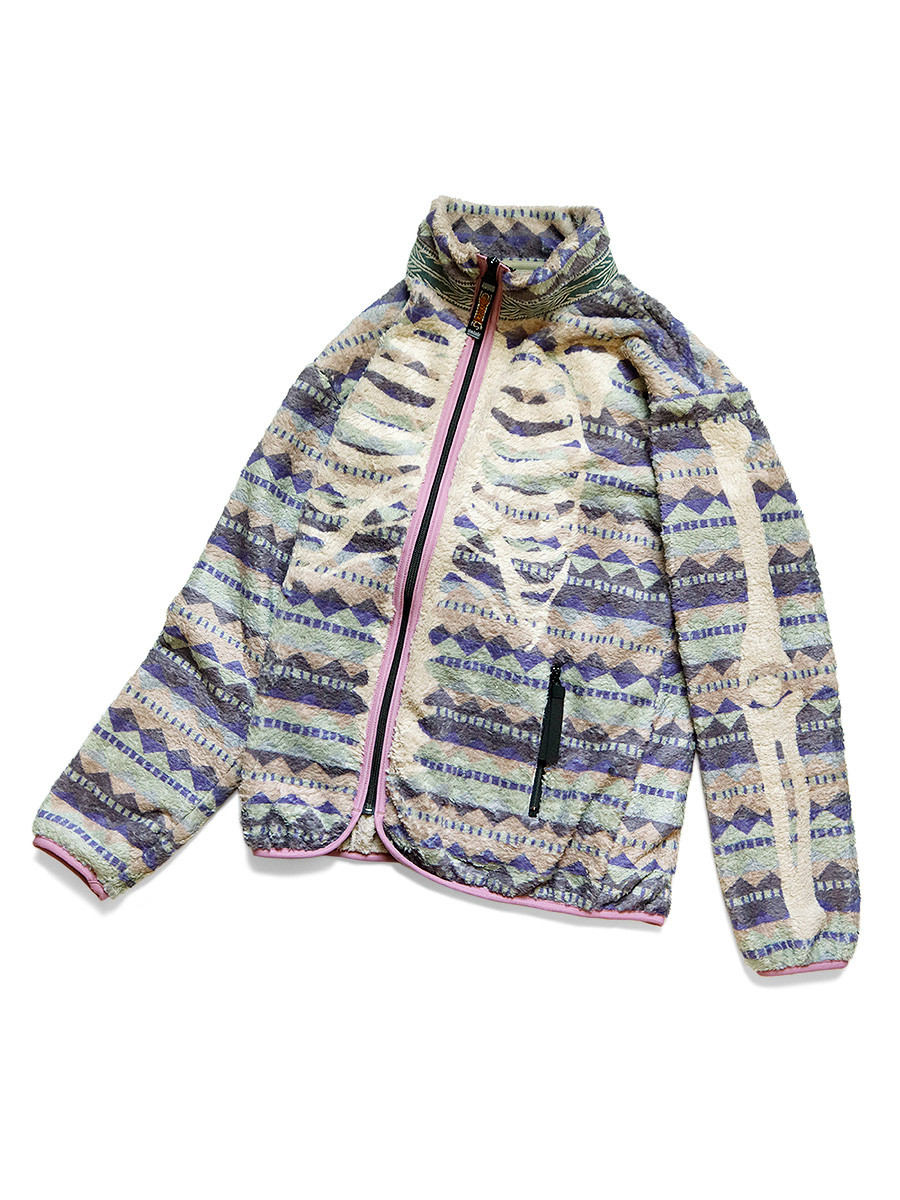 KAPITAL Sweat Shirt Ashland Stripe & BONE Pattern Fleece ZIP Blouson