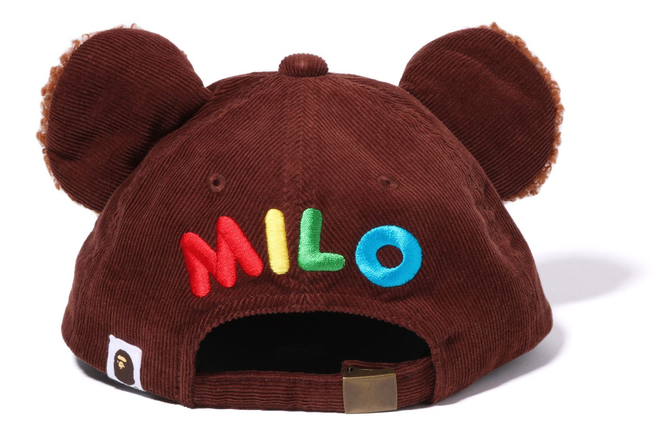 帽子 BABY MILO BEAR EAR BABY HAT Bape Kids' Baby Milo Bear-ear Cotton Cap In Brown | ModeSens
