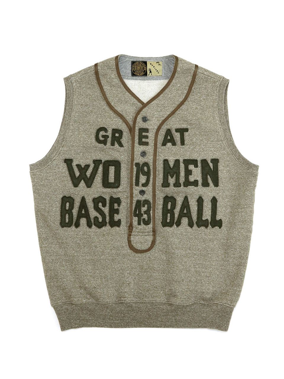 KAPITAL Vest TOP Fleece Baseball Henry Vest (GREAT WOMEN)