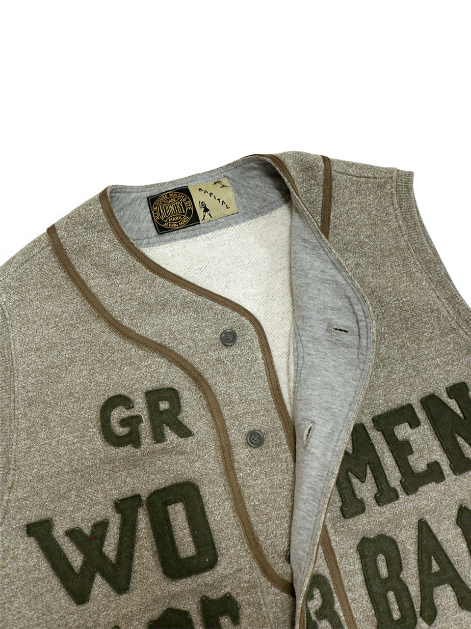 KAPITAL Vest TOP Fleece Baseball Henry Vest (GREAT WOMEN)