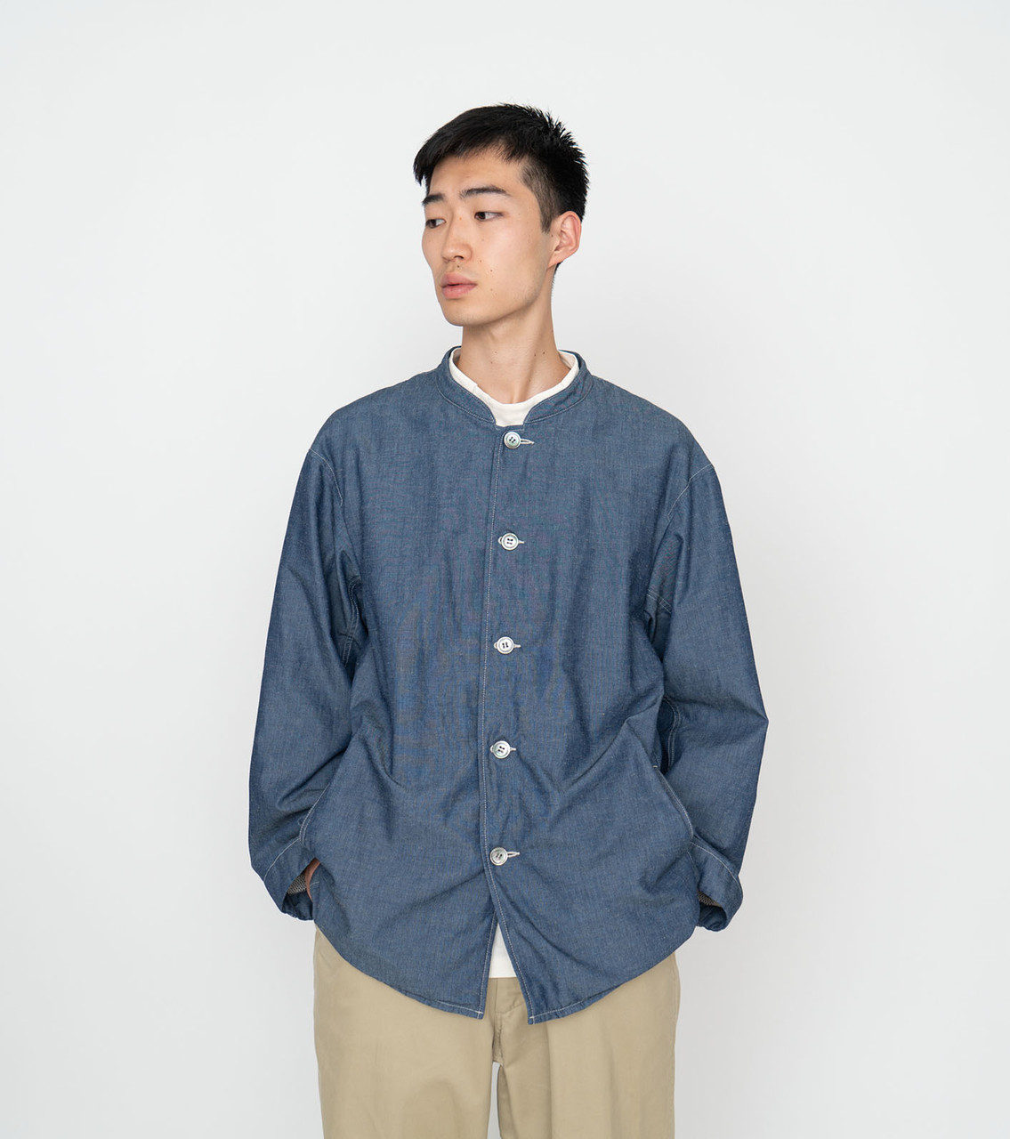 SizeMnanamica Chambray Band Collar Jacket M