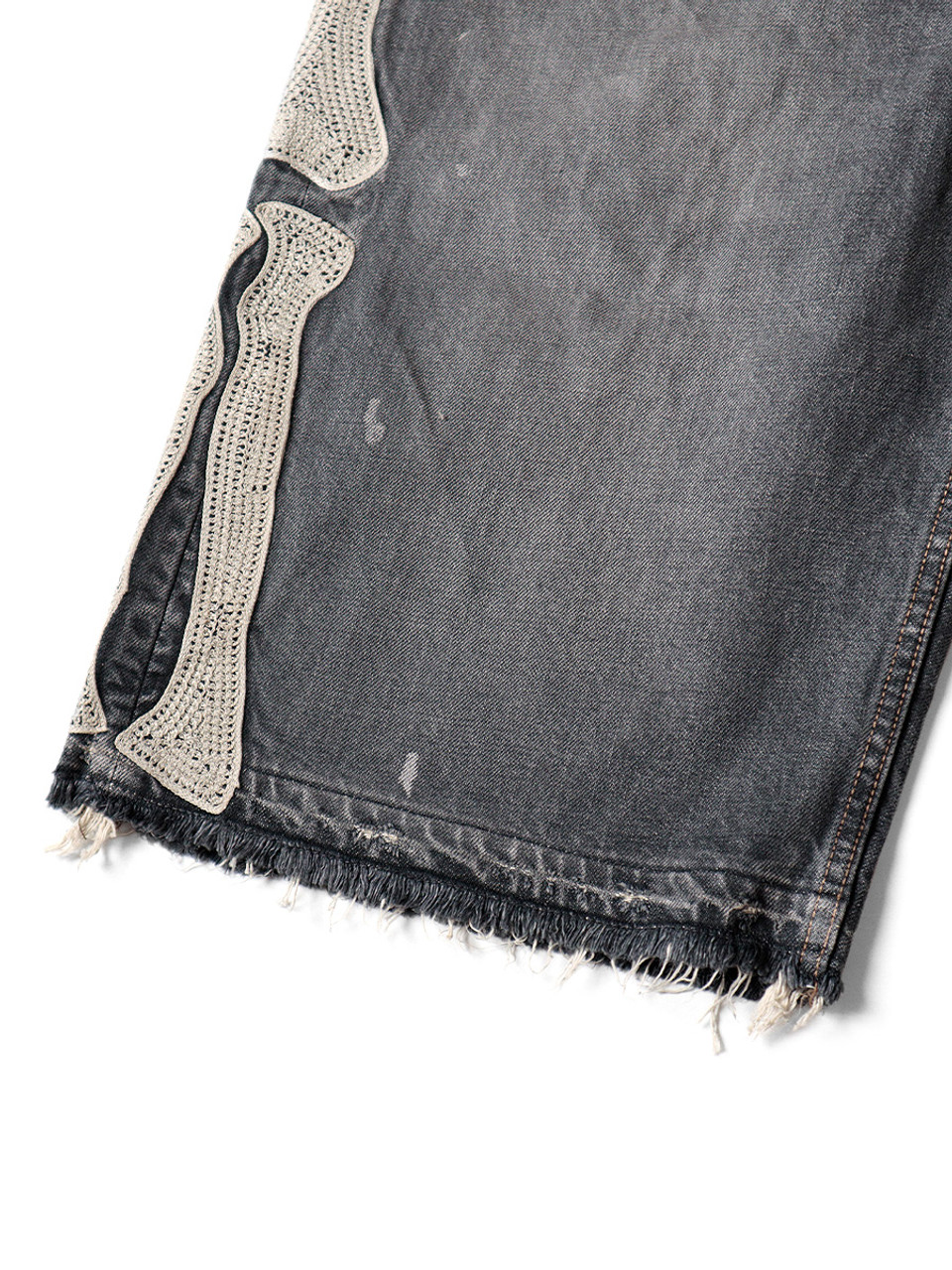 KAPITAL Short Pants 14Oz Black Denim 5P Short Pants (BONE
