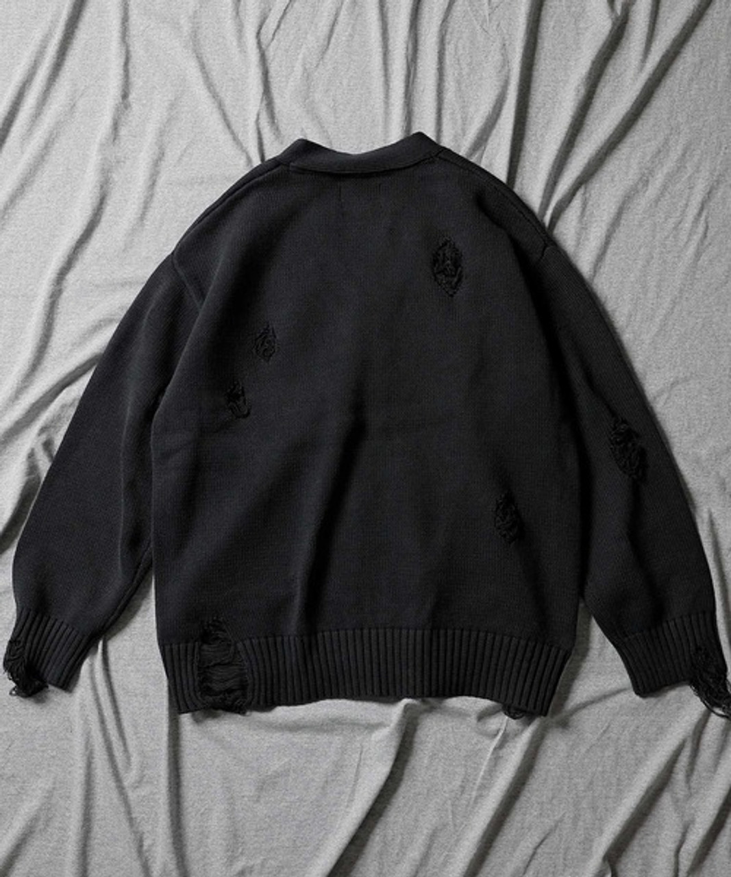 トップス NUMBER(N)INE /Asid Wash Ripped Knit NUMBER (N)INE Tops ASID WASH RIPPED KNIT CARDIGAN