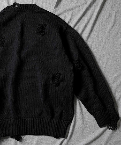 NUMBER (N)INE Tops ASID WASH RIPPED KNIT PULLOVER