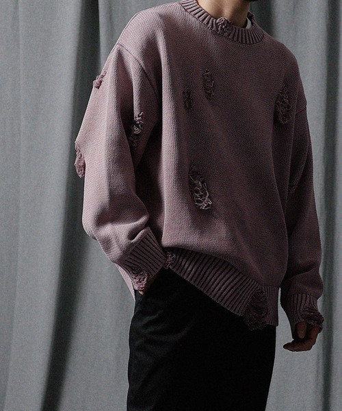 トップス NUMBER(N)INE /Asid Wash Ripped Knit NUMBER (N)INE